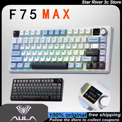 AULA F75 MAX Wireless Mechanical Keyboard with TFT Screen Knob 75% ANSI Layout Wired/Bluetooth/2.4G