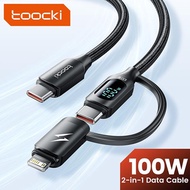Toocki 2-in-1 PD Fast Charging Cable For Samsung Huawei Xiaomi Mobile Phones LED Digital Display USB