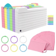 300 Pack 3 x 5 Inch Ruled Index Cards with Ring, Colored Lined Flash Cards, Double-Sided Note Cards