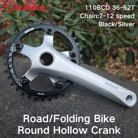 KEOS Hollow Crankset for Road Bike 110BCD 5-Claw Chainring 36-52T 170mm Silver Fit AD350 RC100 Prowh
