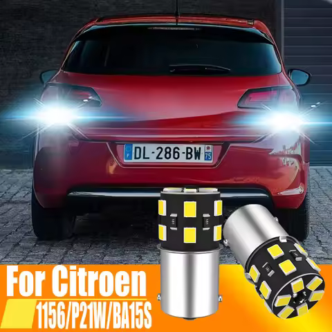 2pcs P21W LED Reverse Light Blub Backup Lamp 1156 7506 BA15S R10W Canbus For Citroen C5 C3 C1 C2 C6 