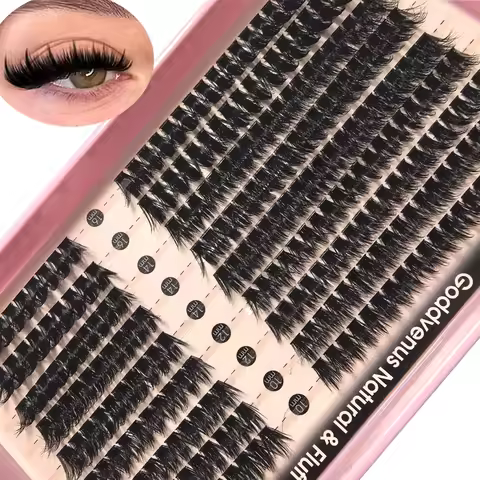 HBZGTLAD 50D-200D 162 pcs Fluffy Cluster Lashes Natural Thick Eyelash Clusters D Individual Lashes D