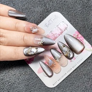 (KS) CAT EYE NAIL CHOCOLATE WEDDING PROPOSAL FOR BEAUTIFUL WOMEN fake nails press on nails