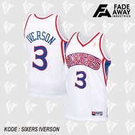 IVERSON 3 SIXERS WHITE BASKET JERSEY