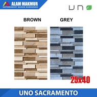 KERAMIK DINDING MATT/KASAR 25X40 UNO SACRAMENTO BROWN AND GREY