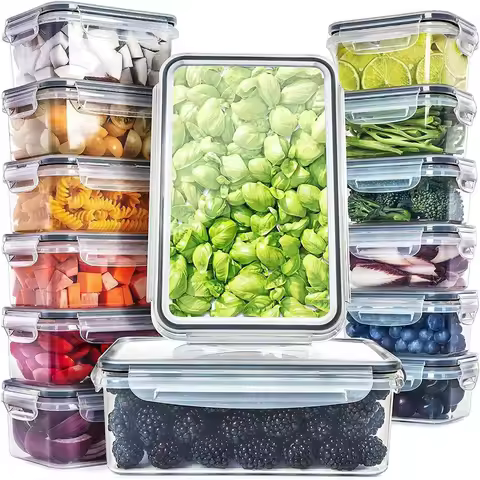 14Pcs-Food Airtight Storage Containers,0.32L*6+0.84L*6+2.2L*2 Lunch Box set BPA Free Microwave safe
