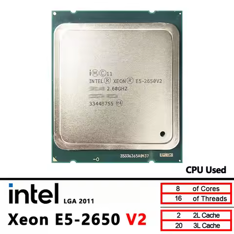E5 2650 V2 Intel Xeon 2650V2 Used 8-Core 2.6 GHz 95W CPU Processor LGA 2011