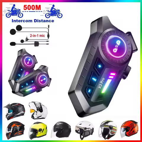 1/2pcs X3 pro Bluetooth 6.0 Motorcycle Helmet Intercom 500M Wireless Interphone Intercomunicador 100