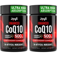 JOYLI Nutrition 2 Pack CoQ10 500mg - High Absorption Coenzyme Q10 Supplement - Co Q 10 for Energy & 
