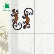 Kesoto 2 Pieces Metal Gecko Wall Art Decor Modern 5.91" Metal Wall Art Decor Indoor Outdoor for Balc