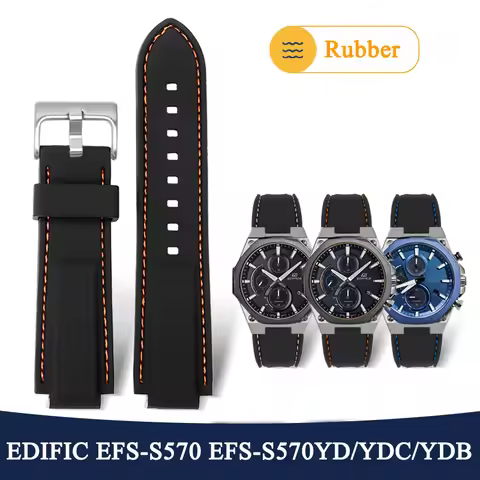24*12mm Convex silicone Bracelet Watchband For Casio EDIFICE 5634 EFB-680 EFS-S570YD/YDC/YDB Modifie