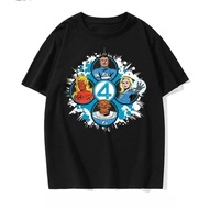 Authentic From Marvel Fantastic 4 Short Sleeve T-Shirt Super British 4 Loose Round Neck