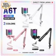 FIFINE A6T USB Gaming Condenser Microphone with Boom Arm for PC PS4 PS5 White Black Pink