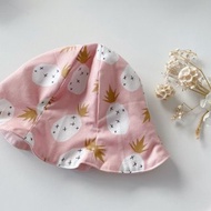 粉紅金旺鳳梨 手工雙層寶寶漁夫帽 嬰兒帽 防曬帽