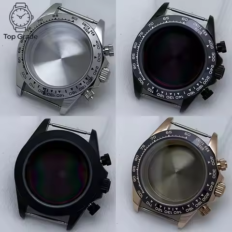 TG 39mm VK63 Watch Case 316L Stainless Steel Sapphire Glass Ceramic/Steel Bezel Fit VK63 Quartz Move