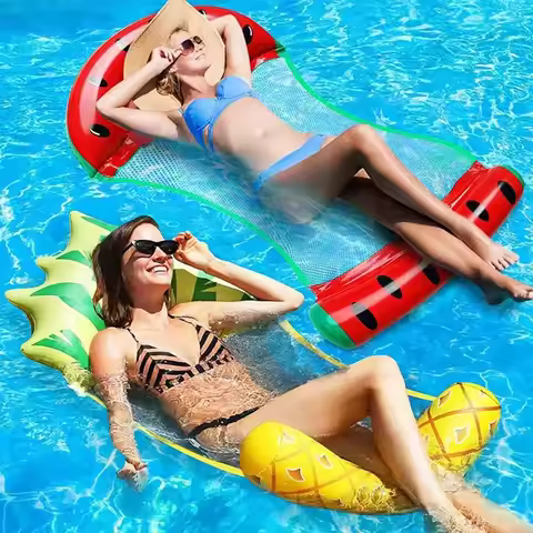Foldable Fruits Floating Water Hammock Lounger Water Toys Inflatable Floating Bed Chair Summer Swimm