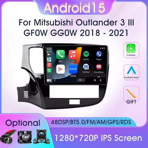 Android 15 Car Multimedia Player For Mitsubishi Outlander 3 III GF0W GG0W 2018 - 2021 Carplay Androi