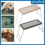 [Prasku2] Camping Table, Cooking Grill with Mesh Desk, Foldable Desk, Campfire Grill for Hiking BBQ Backpacking