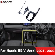 For Honda HR-V Vezel 2021 2022 2023 Black Car Center Console Gear Shift Box Panel Cover Trim Interior Molding Accessories