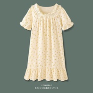 [Designer Series]Nightdress for Women Girly Style Cotton Gauze Short Sleeve Night Dress New Pajamas