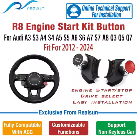 Realsun R8 Style Engine Start Stop Drive Select Steering Wheel Button For Audi A3 S3 A4 S4 A5 A6 A7 