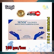Sensi Nitrile Gloves Blue/Nitrile Powder Free Gloves, Size: L