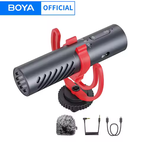 BOYA BY-MM1 AI On-Camera Shotgun Mini Microphone for iPhone 15-17 Android Samrtphone Cameras Compute