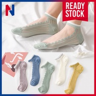 1 Pair Half Transparent Ankle Socks Hipster Style / Stokin Pendek Separuh Lutsinar Fesyen Hipster