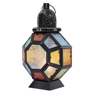 Highly Recommended- <br>Retro Iron Candle LanternPortable Moroccan Stained Glass Candle Holder Hangi