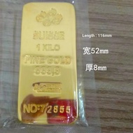 Fire @ Simulated Dr. Pang Swiss Gold Bar, Solid Copper Gold-Plated 1000g, Bank/Jeweler Display Prop