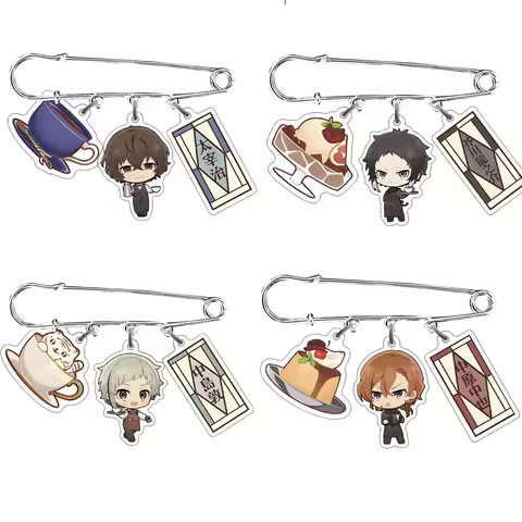Anime BSD Wenhao Wild Dog Brooch Pin Coffee Cake Series Characters Dazai Osamu Pendant Collection Cl