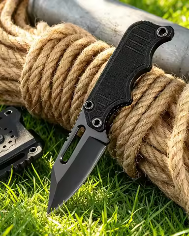 New Mini Fixed Blade Neck Knife with Kydex Sheath, Full Tang 5Cr15MoV Blade Outdoor EDC Knives