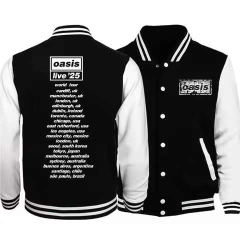 Oasis Reunion Tour 2025 Baseball Uniform Jacket Harajuku Oasis Live 25 Tour Merch Baseball Jackets f