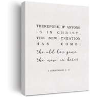 Bible Verse Canvas Print Decor Therefore If Anyone is in Christ 2 Corinthians 5 : 17 Wall Painting A