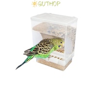 GUTHOP No-Mess Bird Feeder, Transparent Hold 400g / 14oz  Parrot Automatic Spill Food Box, Easy To U