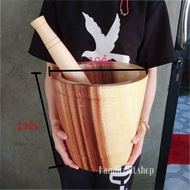 ครกส้มตำ พร้อมสาก ครกไม้ ครกไม้พร้อมสาก ครกทรงโมเดิร์น ครกไม้สีธรรมชาติ ครกตำน้ำพริก ครกไม้7นิ้ว ครก