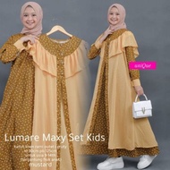 Lumare set KIDS Long Sleeve Maxy Dress Gamis set Shakila Premium Outer Babydoll Mustard Color Navy P