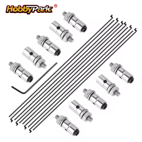 HobbyPark 1.2mm x L180mm Z Style Pushrods & 1.3mm Adjustable Pushrod Stopper for RC Airplane Boat Re
