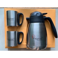 [NEW] Original La Gourmet Thermal Flask Coffee Tea Pot Set with Two Cups Silver Keep Warm Suitable f