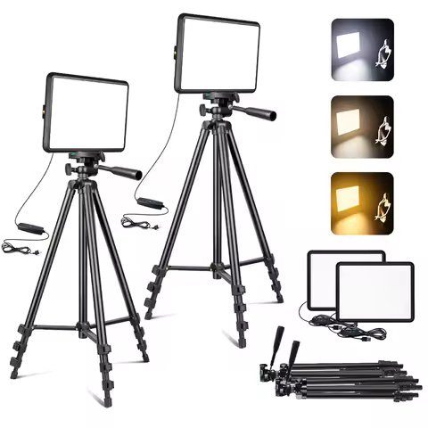 XRDKJ 2-Pack LED Video Light Kit, Studio Light, 2800-6500K Dimmable Photography Lighting Kit with 57
