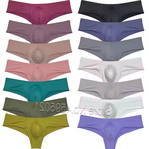 Men's Low Waist Bikini Briefs Underwear Male Bikini Enhance Pouch Boxershorts Micro Trunks Underpant