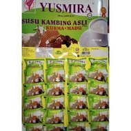 YUSMIRA SUSA KAMBING ASLI KURMA-MADU นมแพะแบบผง พร้อมชง แผง 20 ซอง รสอินทผลัม-น้ำผึ้ง