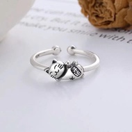 Fashion Lucky Cat Rings Vintage Girl Rings Korean Fashion High-end Cat Rings Unique Opening Adjustab