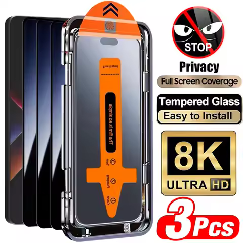 Easy To Install Privacy Tempered Glass For iPhone 17 Pro Max 16 15 13 11 12 14 16e Air 8 7 Plus Mini