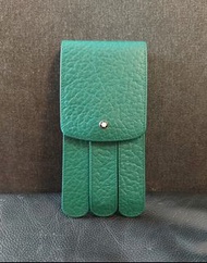 vintage Rare 萬寶龍 Montblanc Glove Green Leather Pen Pouch Case for 3 Pens 綠色皮革 筆套