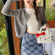 NJ LAVINA Knitted Cardigan Sweater Women's Long Sleeve Korean Style Top