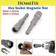 8mm Hexagon Magnetic Nut Socket Hex Shank 45mm/65mm Socket Magnetic Nut Driver