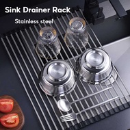 EmmAmy Kitchen Sink Stainless Steel Drainer Rack Bowl Rack Organizer Dish Bowl Drying Rack Drainer