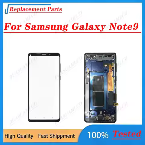 Genuine Original Disassembled Screen For Samsung Note9, AMOLED Display With Frame, Full Fingerprint 