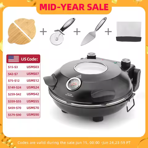 Pizza Oven Machine Kitchen Household Electric Save Space Double-sided Heated Fry Pizza Maker Large V